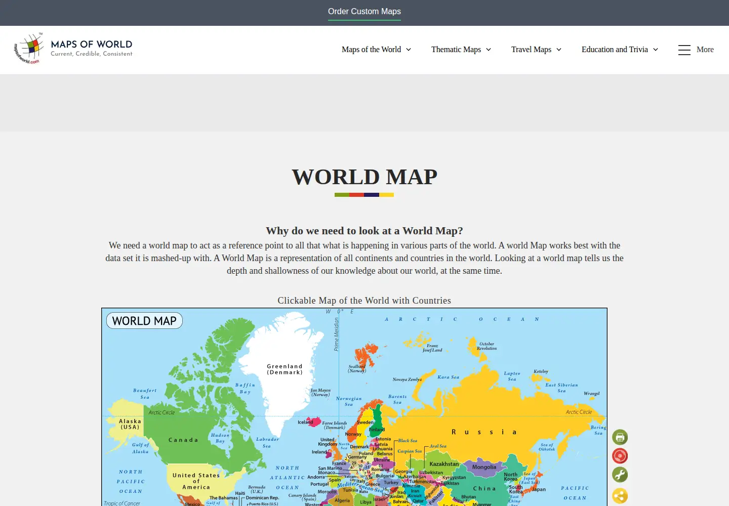Screenshot of mapsofworld.com