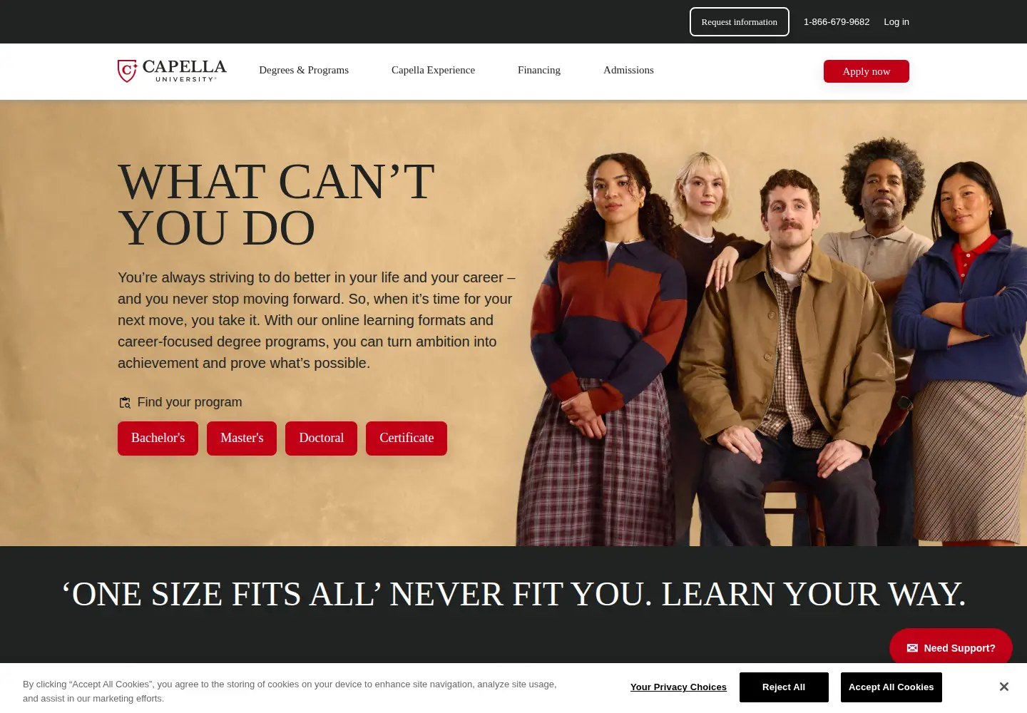 Screenshot of capella.edu