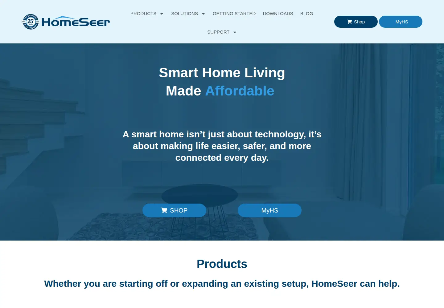 Screenshot of homeseer.com