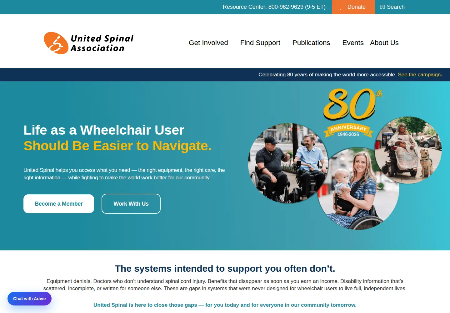 Screenshot of unitedspinal.org