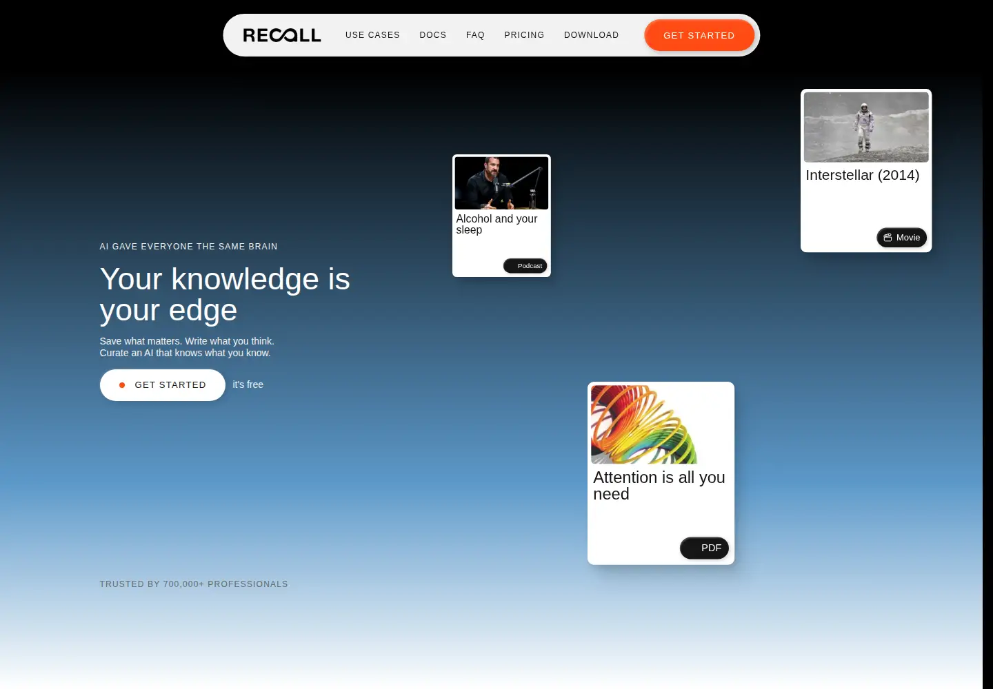 Captured homepage of getrecall.ai in the current scan