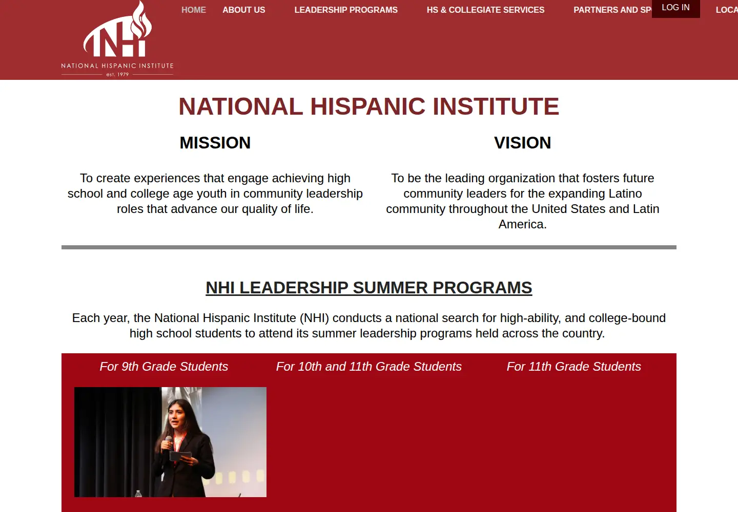 Screenshot of nationalhispanicinstitute.org