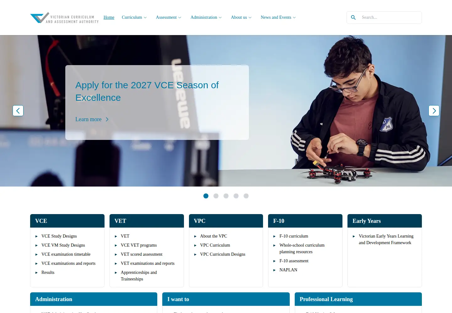 Screenshot of vcaa.vic.edu.au