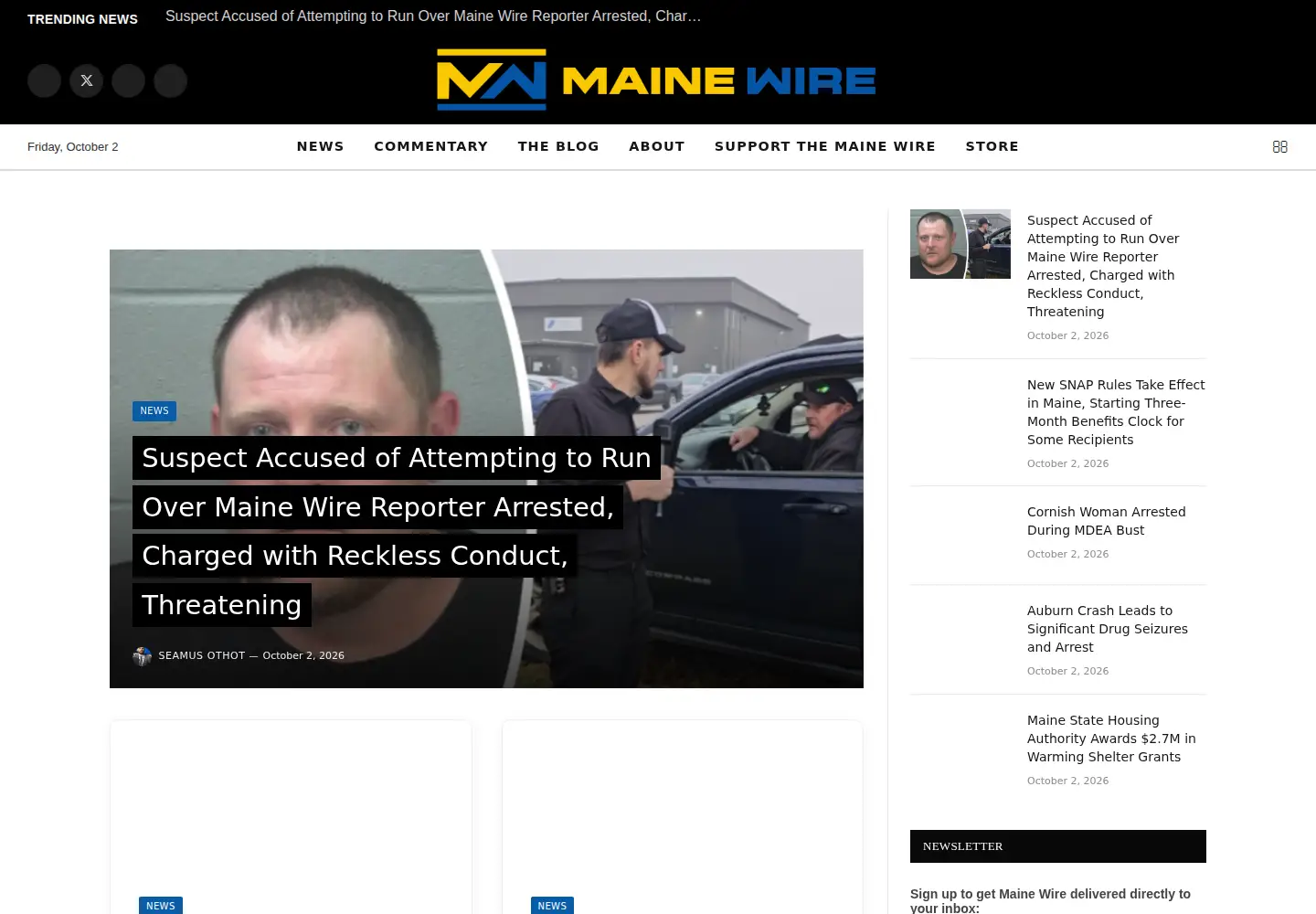 Screenshot of themainewire.com