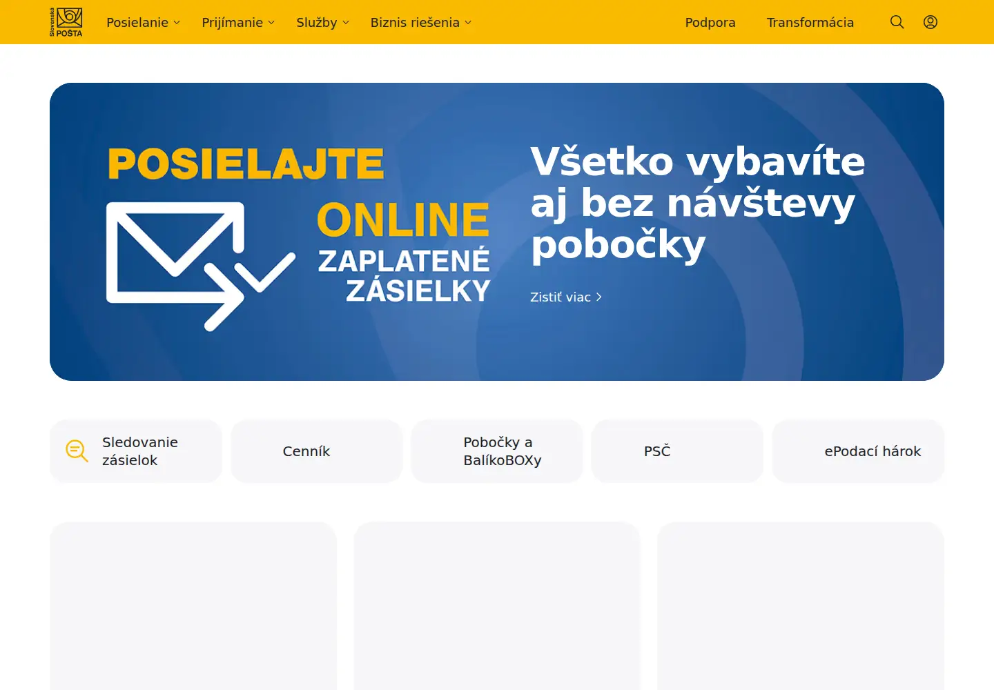 Screenshot of posta.sk