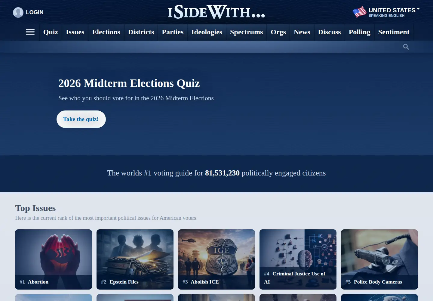 Screenshot of isidewith.com