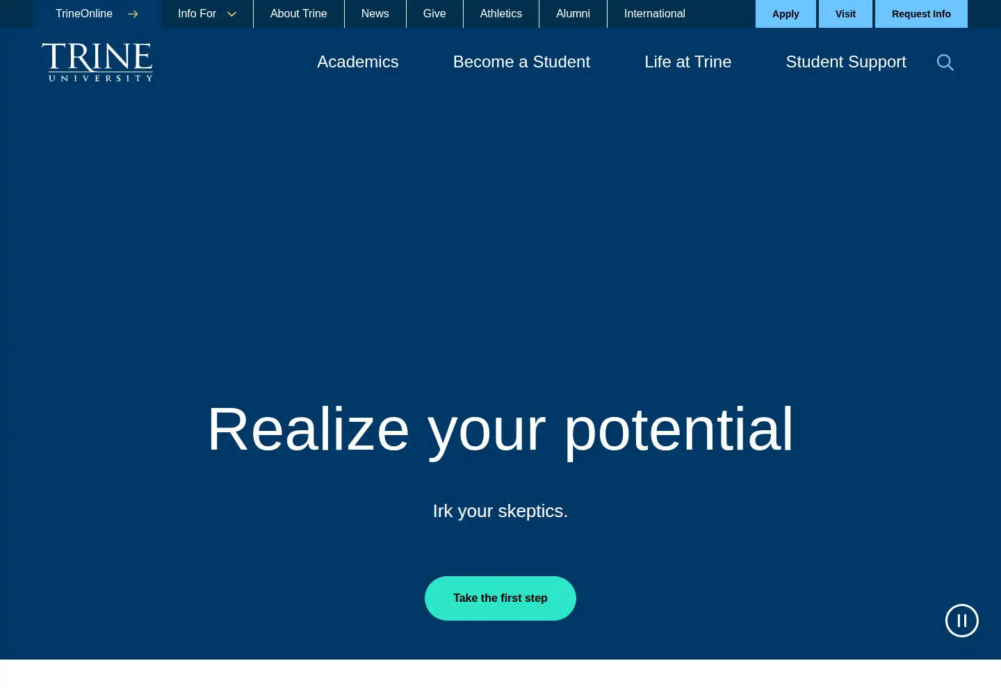 Screenshot of trine.edu