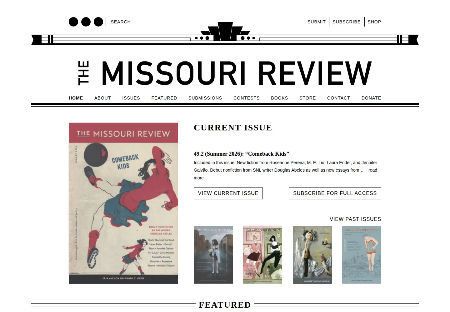 Screenshot of missourireview.com