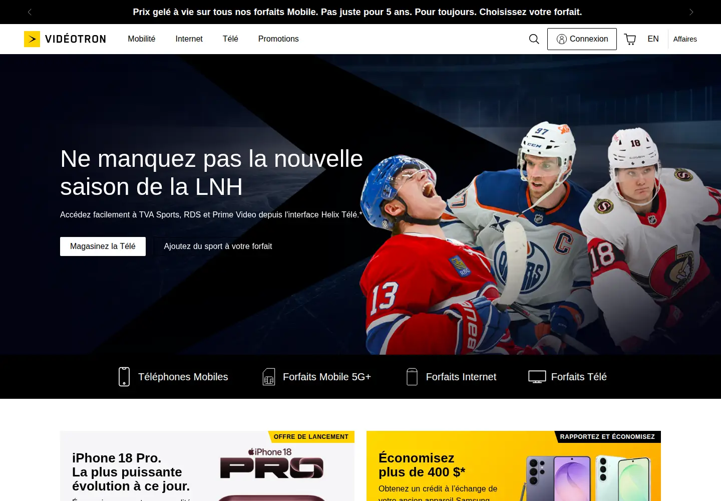 Screenshot of videotron.com