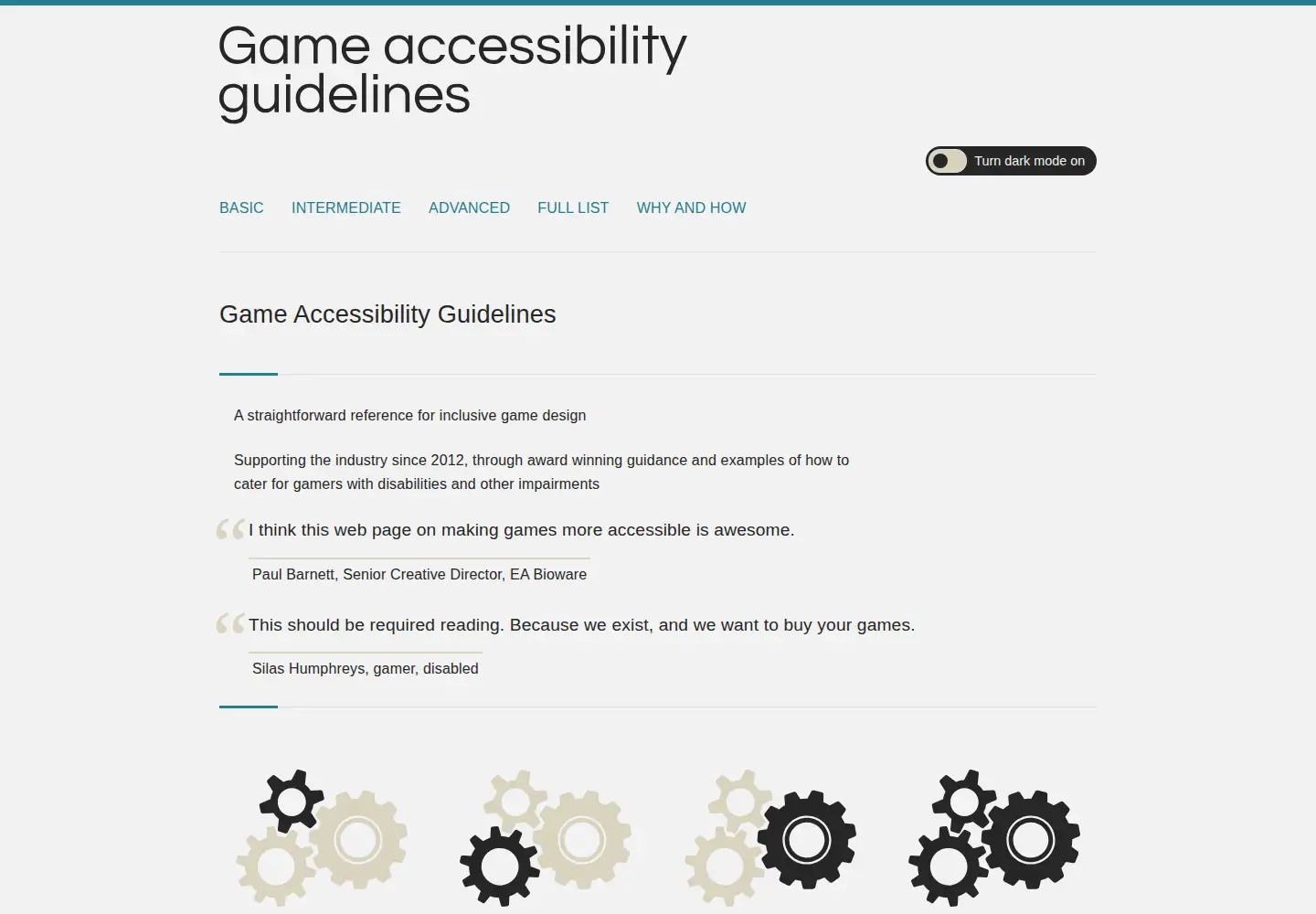 Screenshot of gameaccessibilityguidelines.com