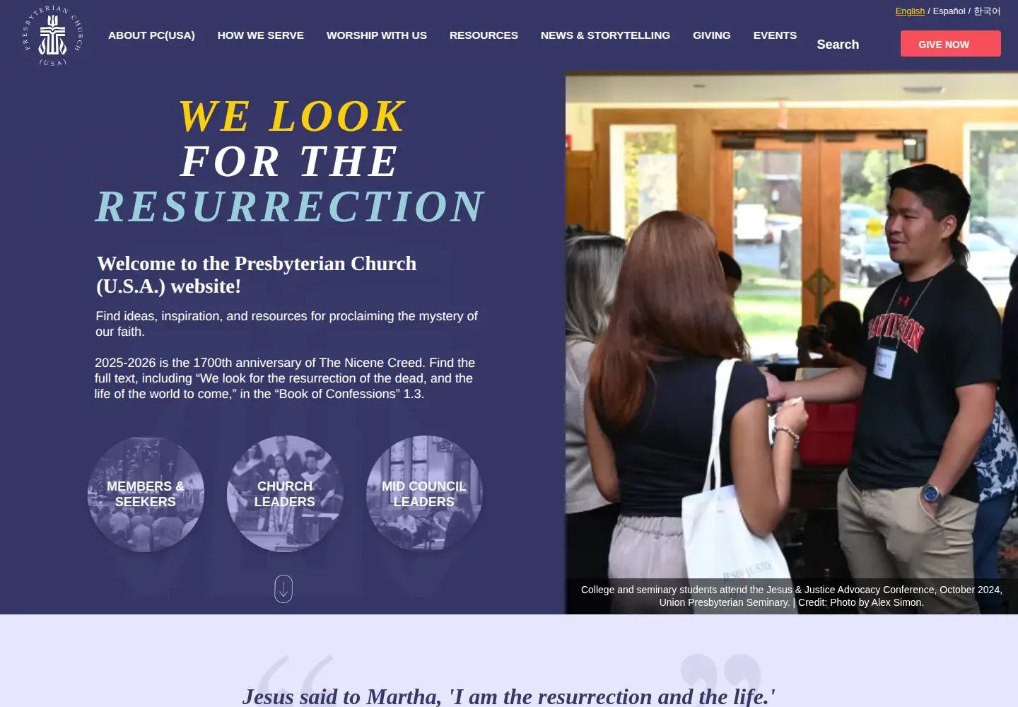 Captured homepage of presbyterianmission.org in the current scan