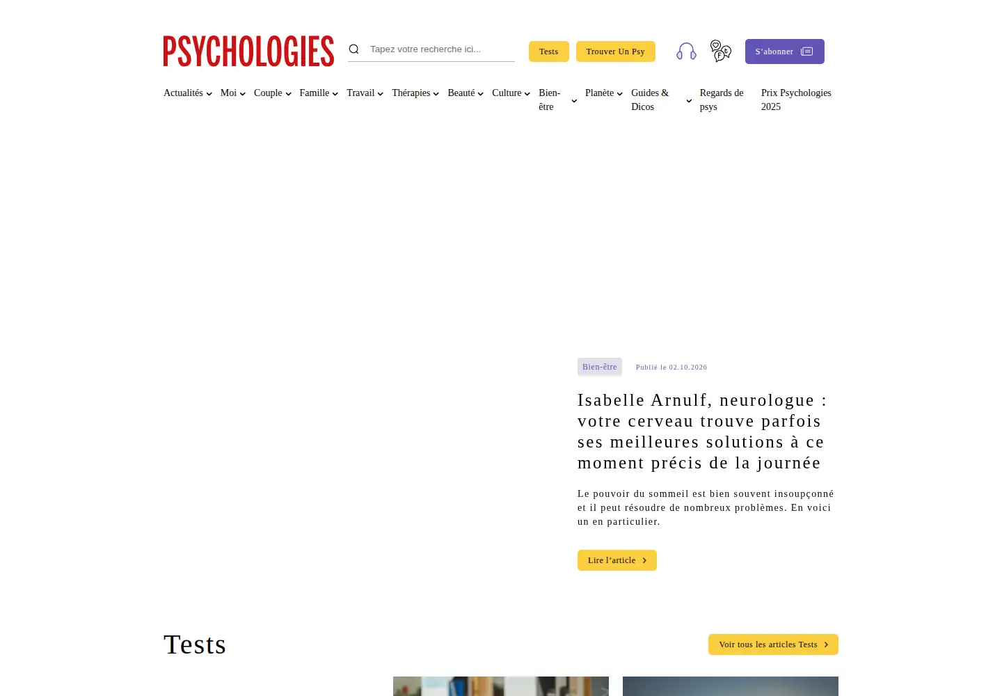 Screenshot of psychologies.com