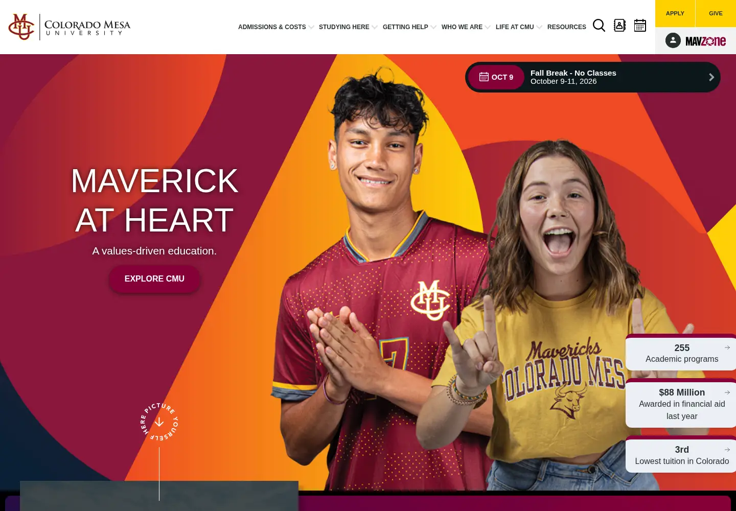 Screenshot of coloradomesa.edu