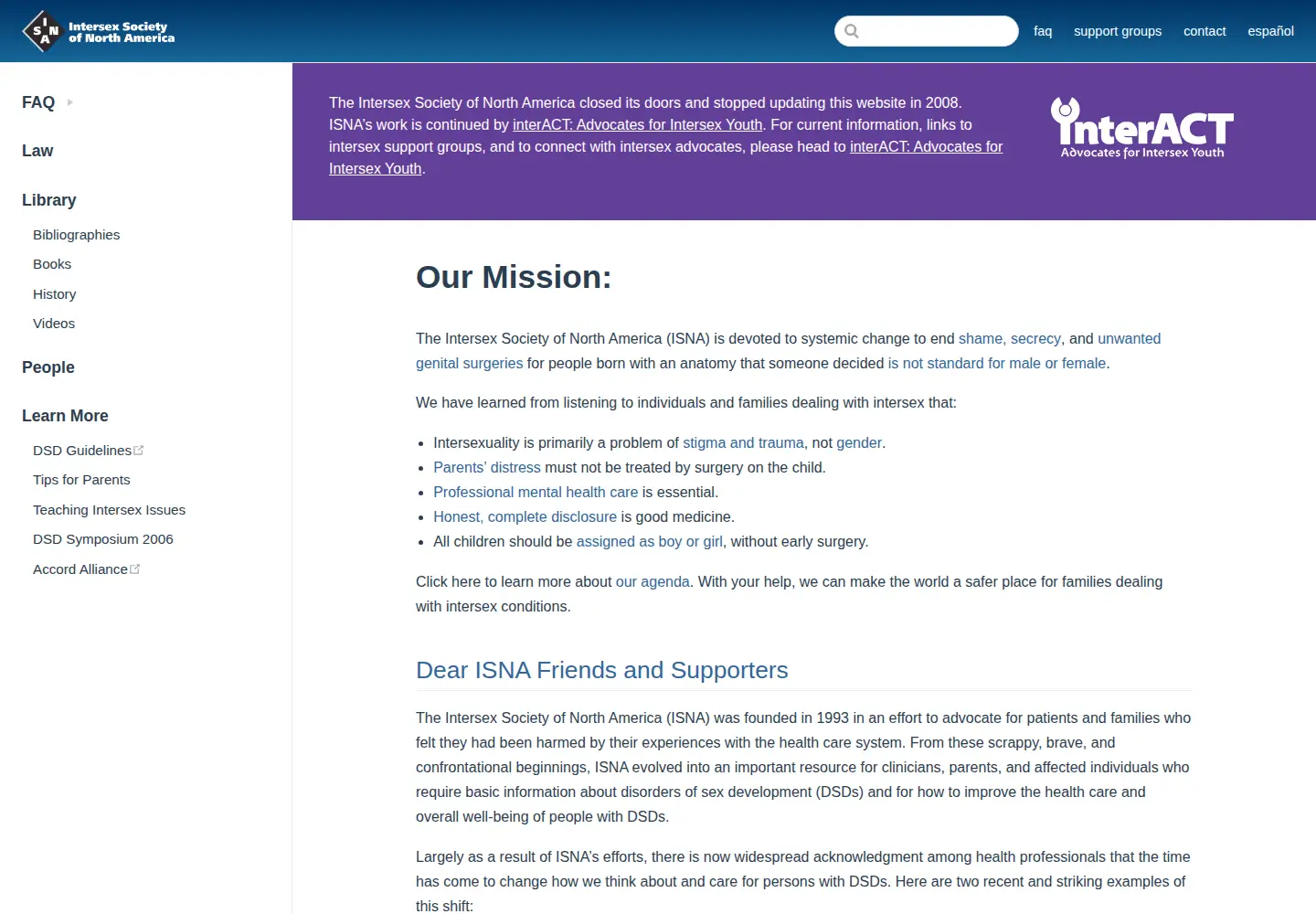 Screenshot of isna.org