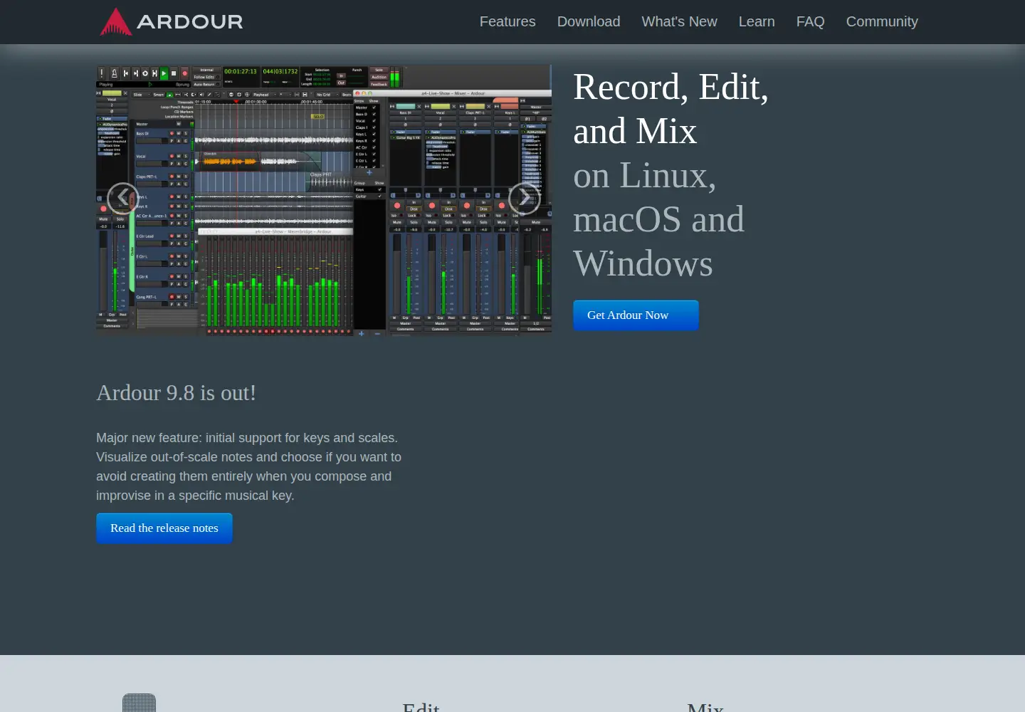 Screenshot of ardour.org