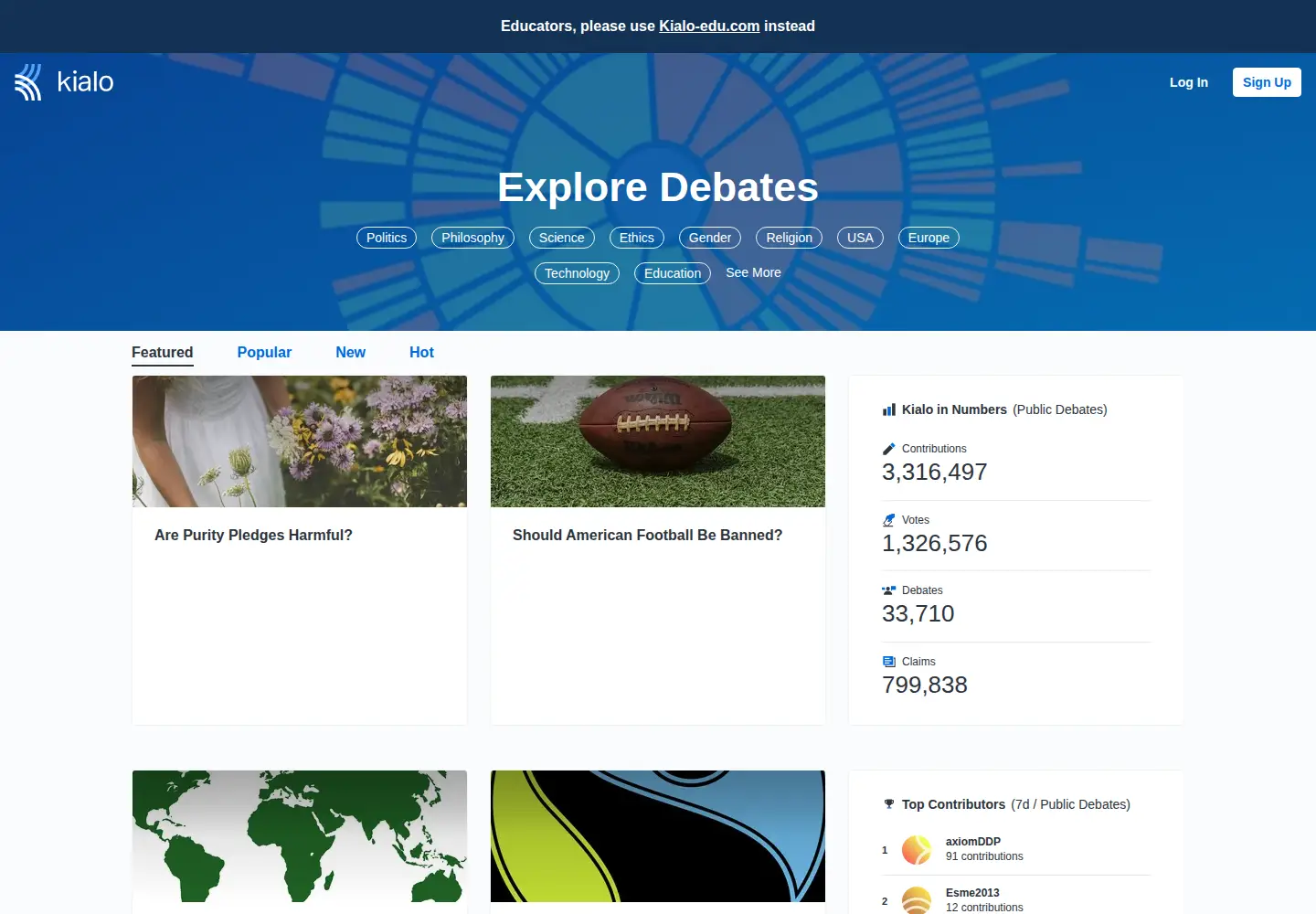 Screenshot of kialo.com