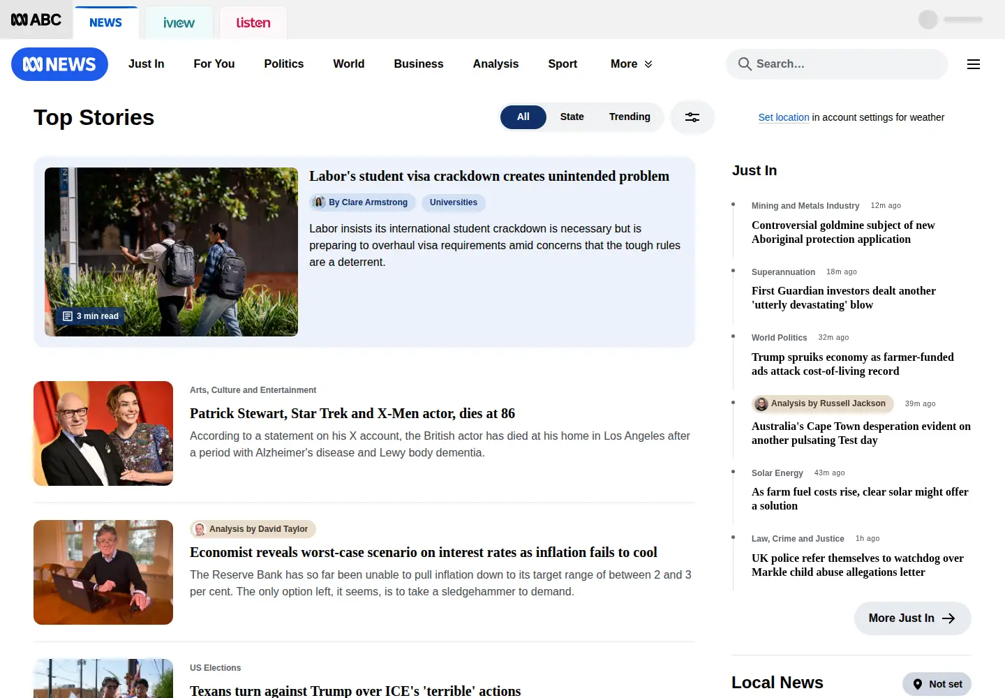 Screenshot of abc.gov.au