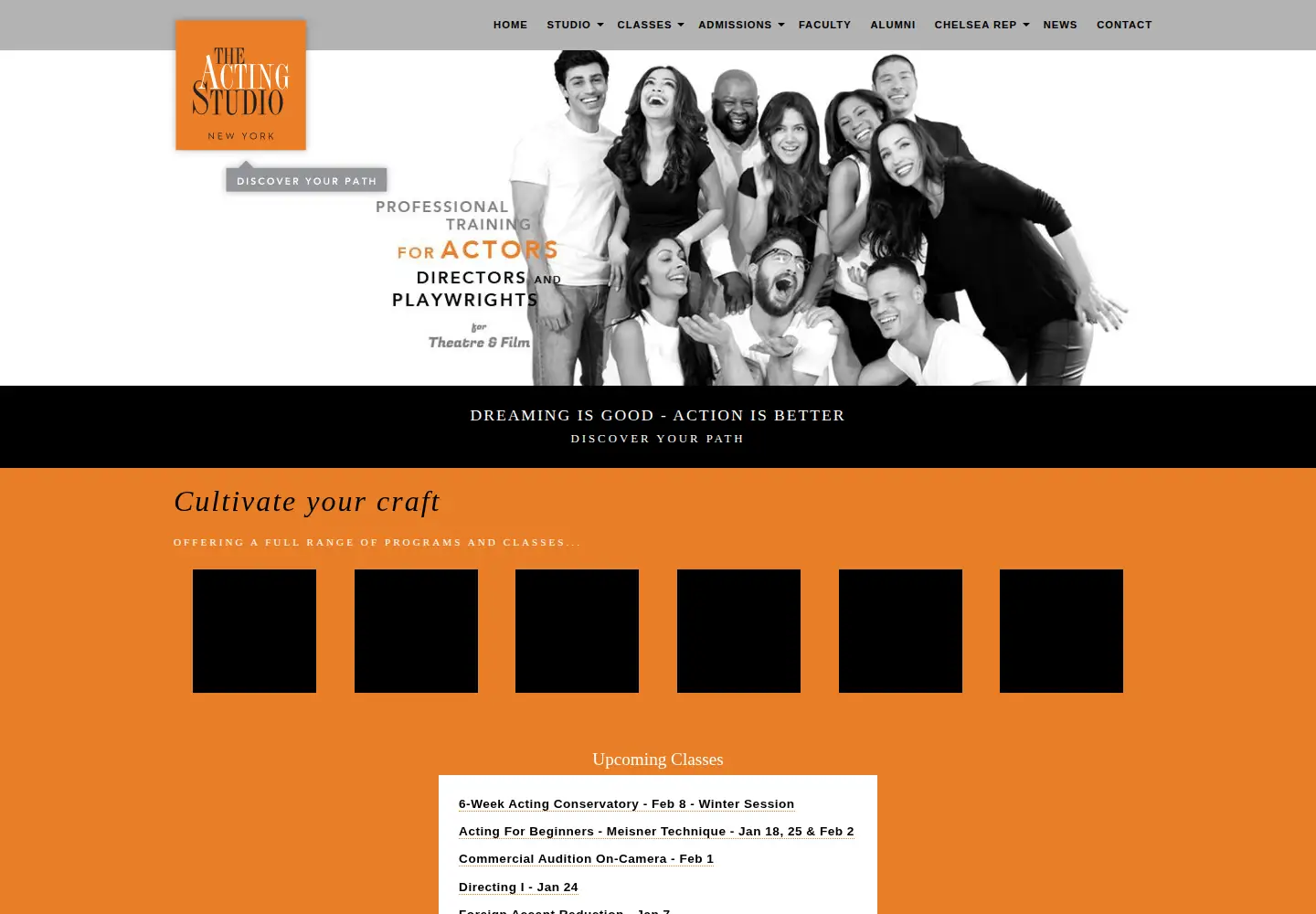 Captured homepage of actingstudio.com in the current scan