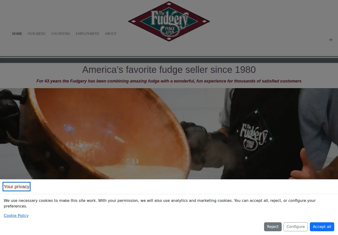 Screenshot of fudgeryfudge.com