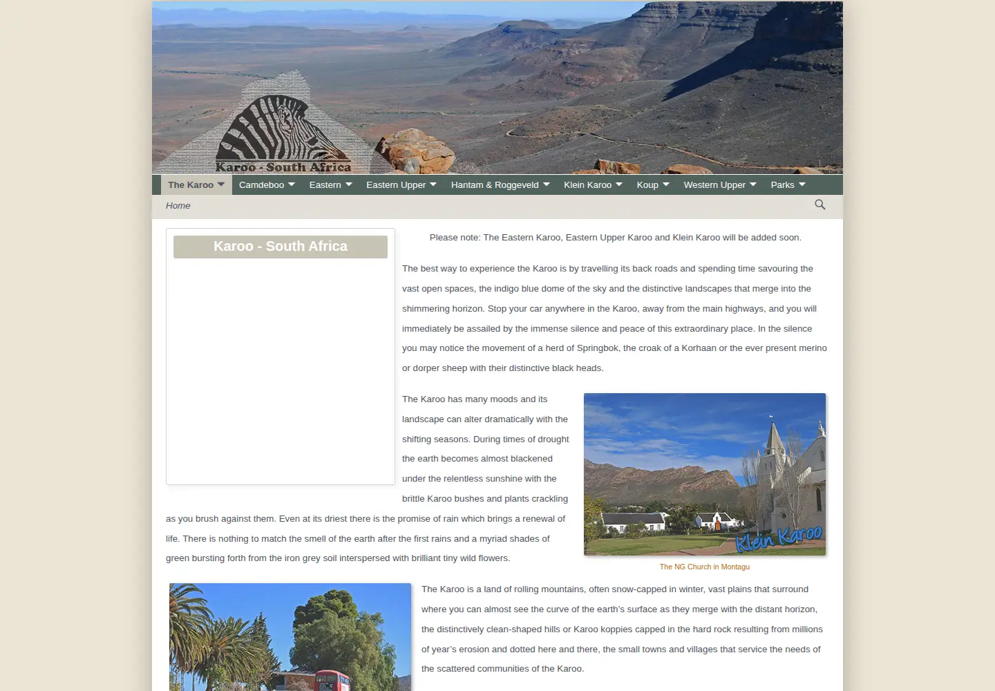 Captured homepage of karoo-southafrica.com in the current scan