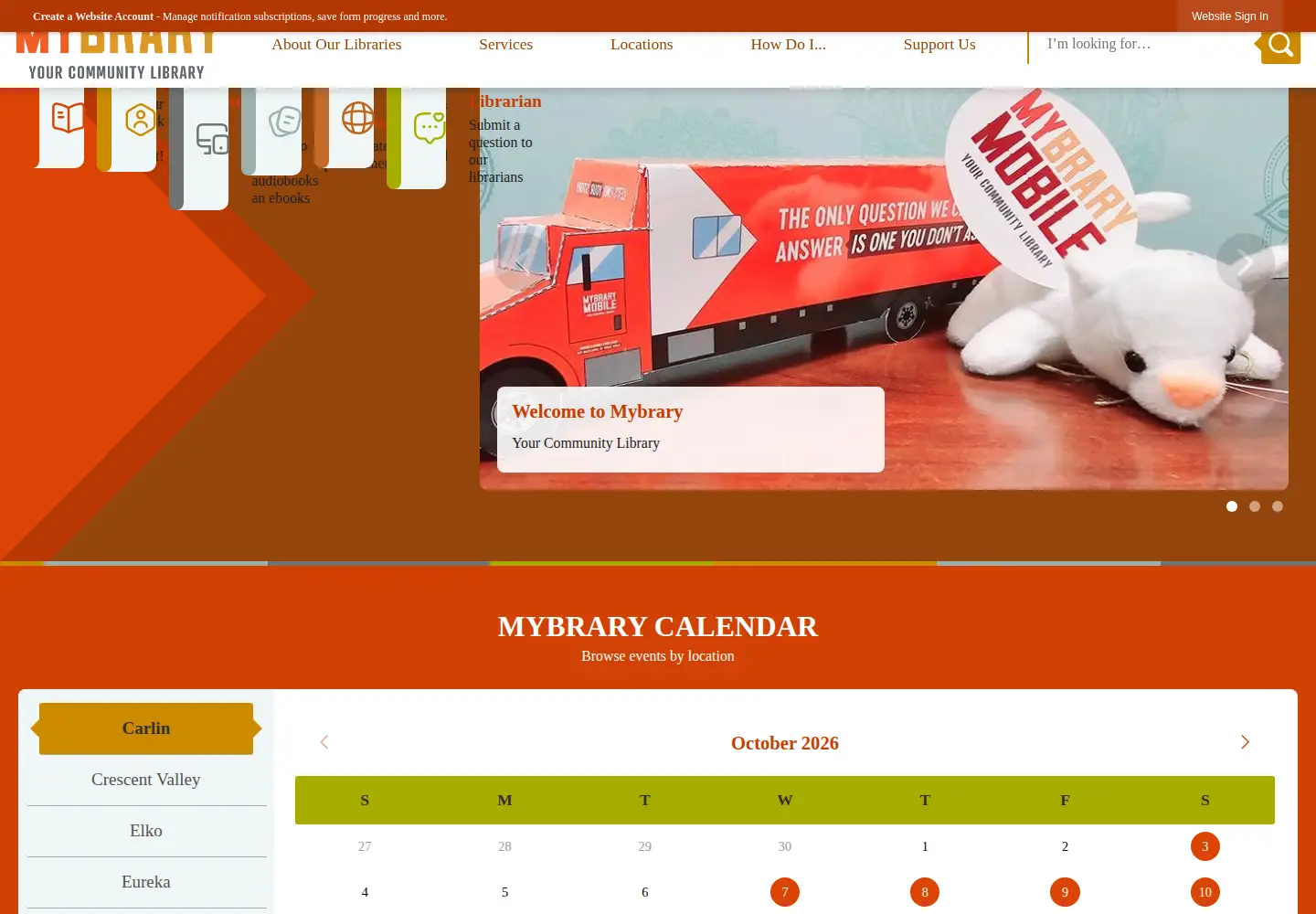 Screenshot of elkocountylibrary.org