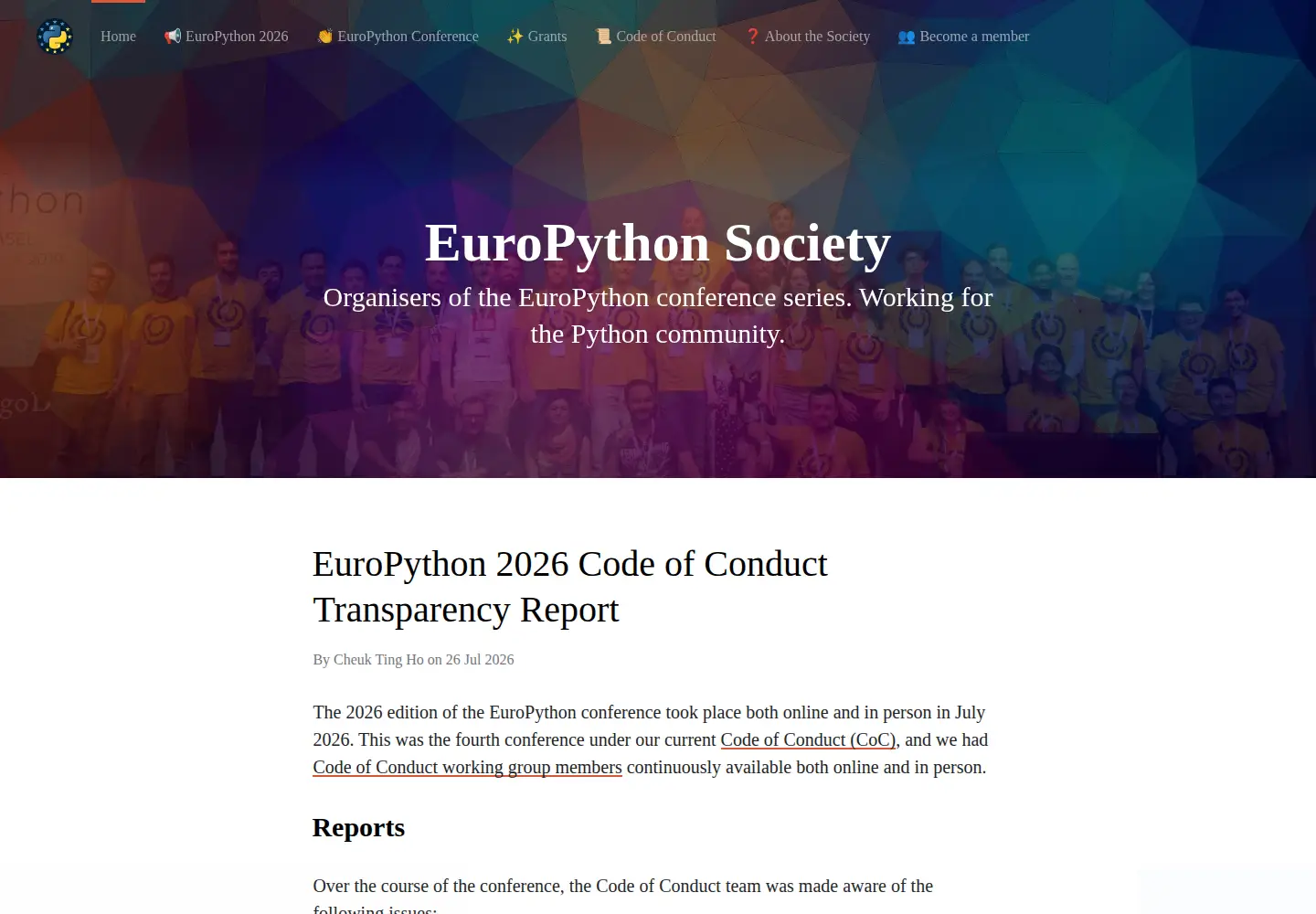 Screenshot of europython-society.org
