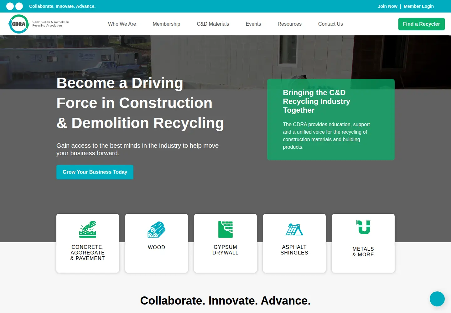Captured homepage of cdrecycling.org in the current scan