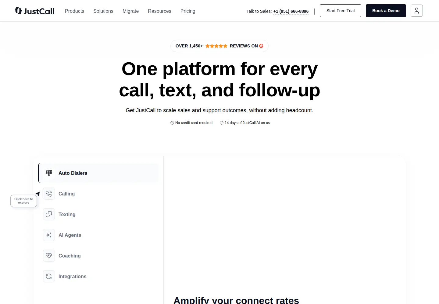 Captured homepage of justcall.io in the current scan