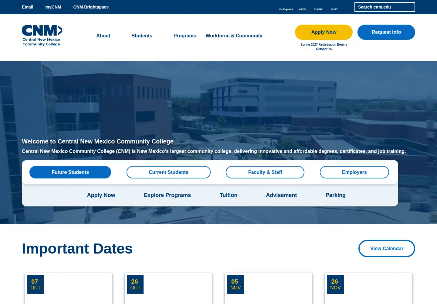 Screenshot of cnm.edu
