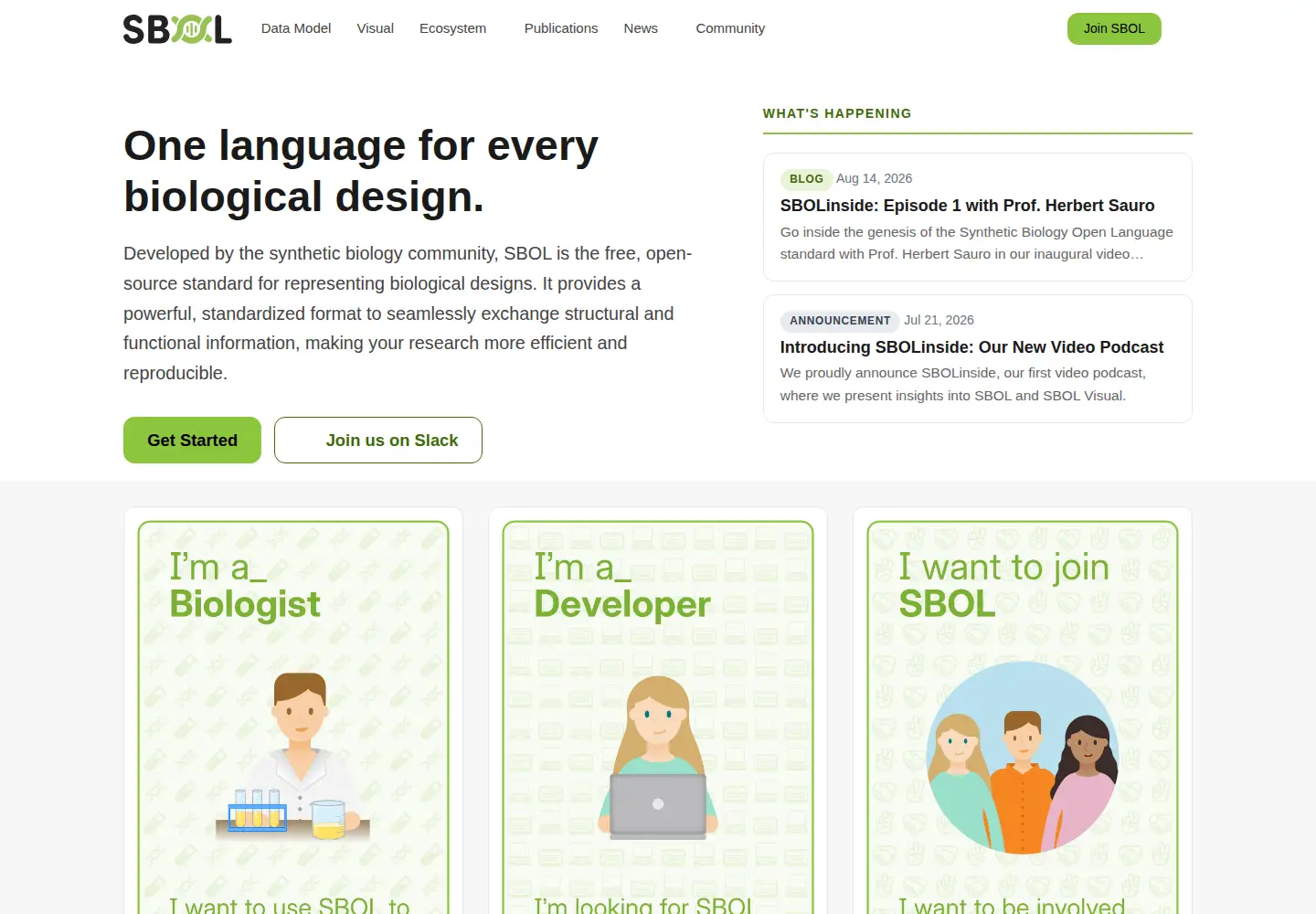 Screenshot of sbolstandard.org