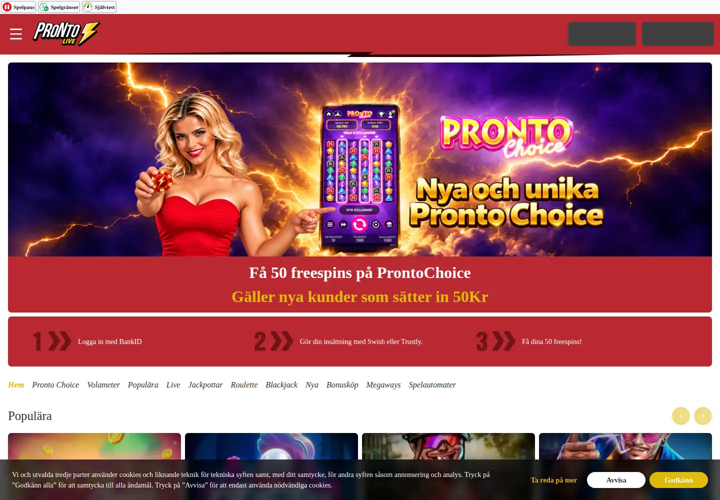 Screenshot of prontolive.se