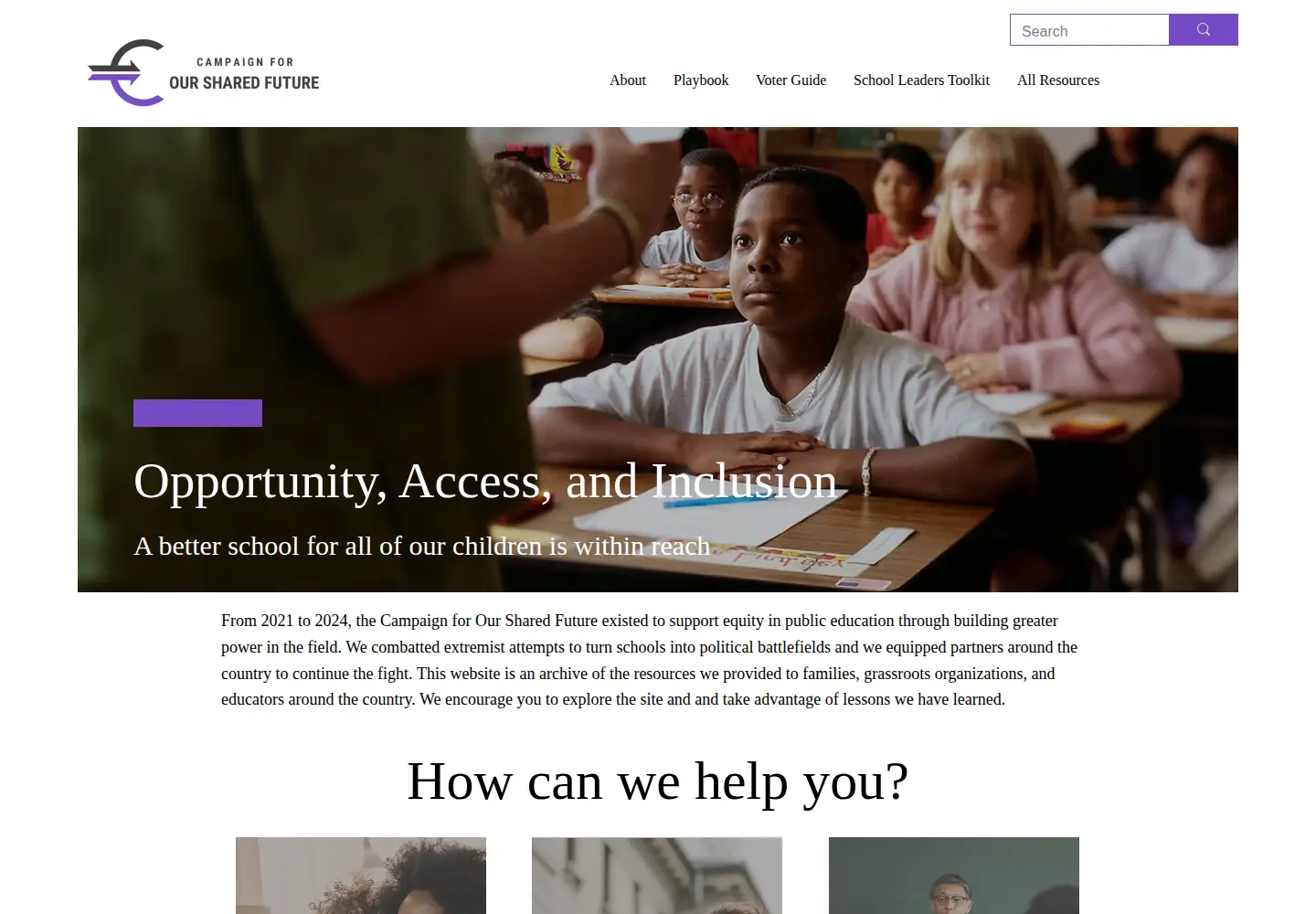 Screenshot of campaignsharedfuture.org