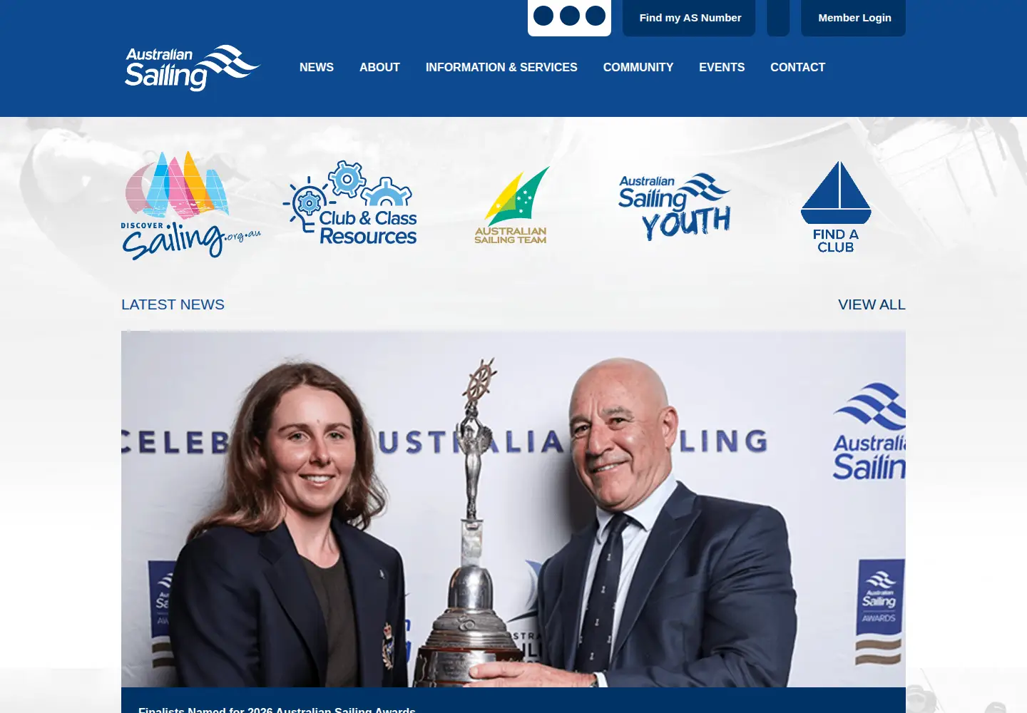 Screenshot of sailing.org.au