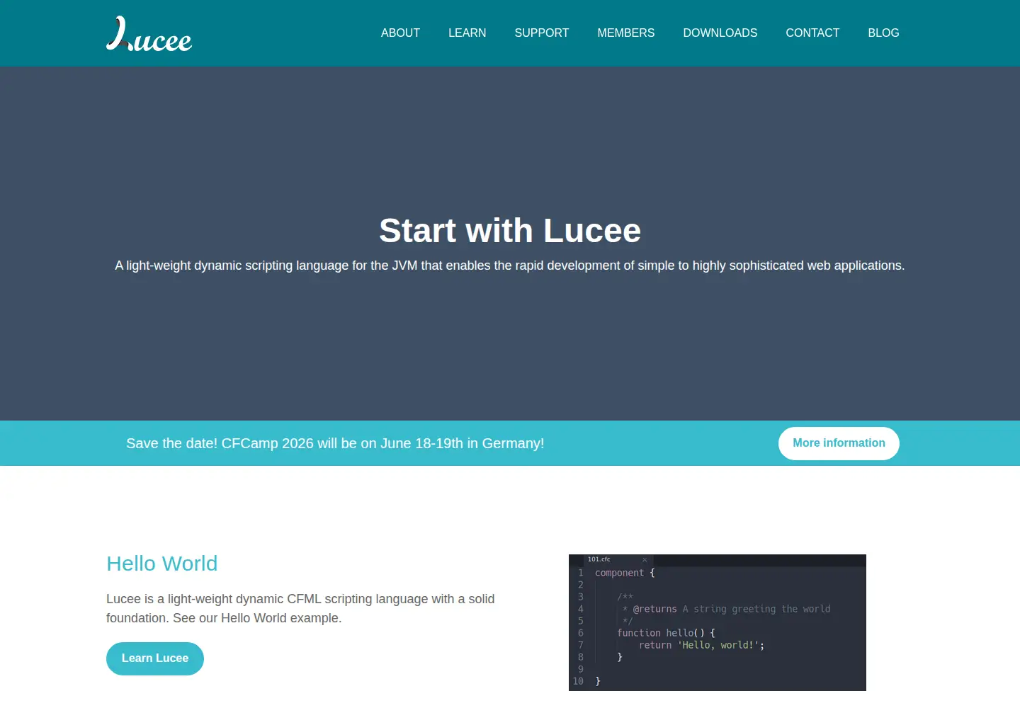 Screenshot of lucee.org