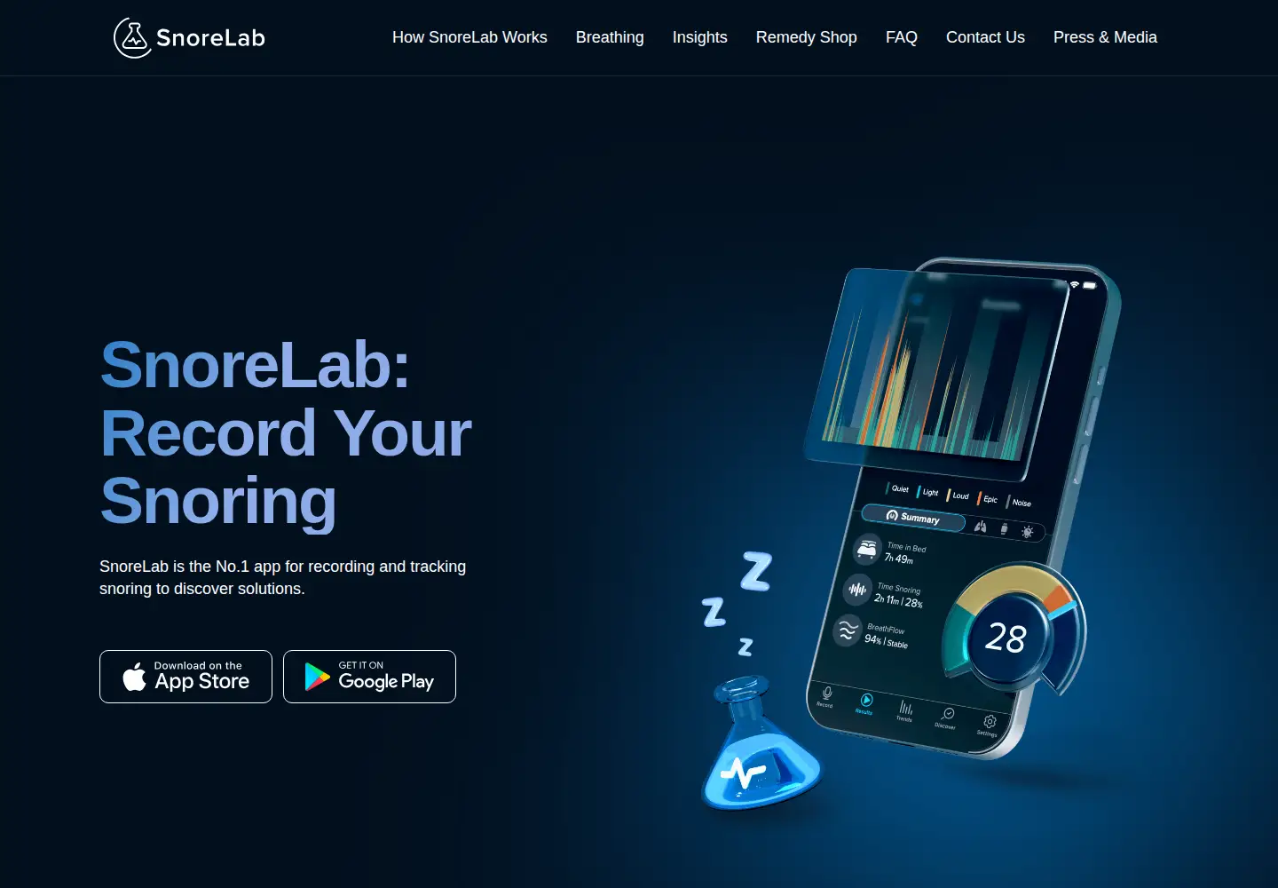 Screenshot of snorelab.com