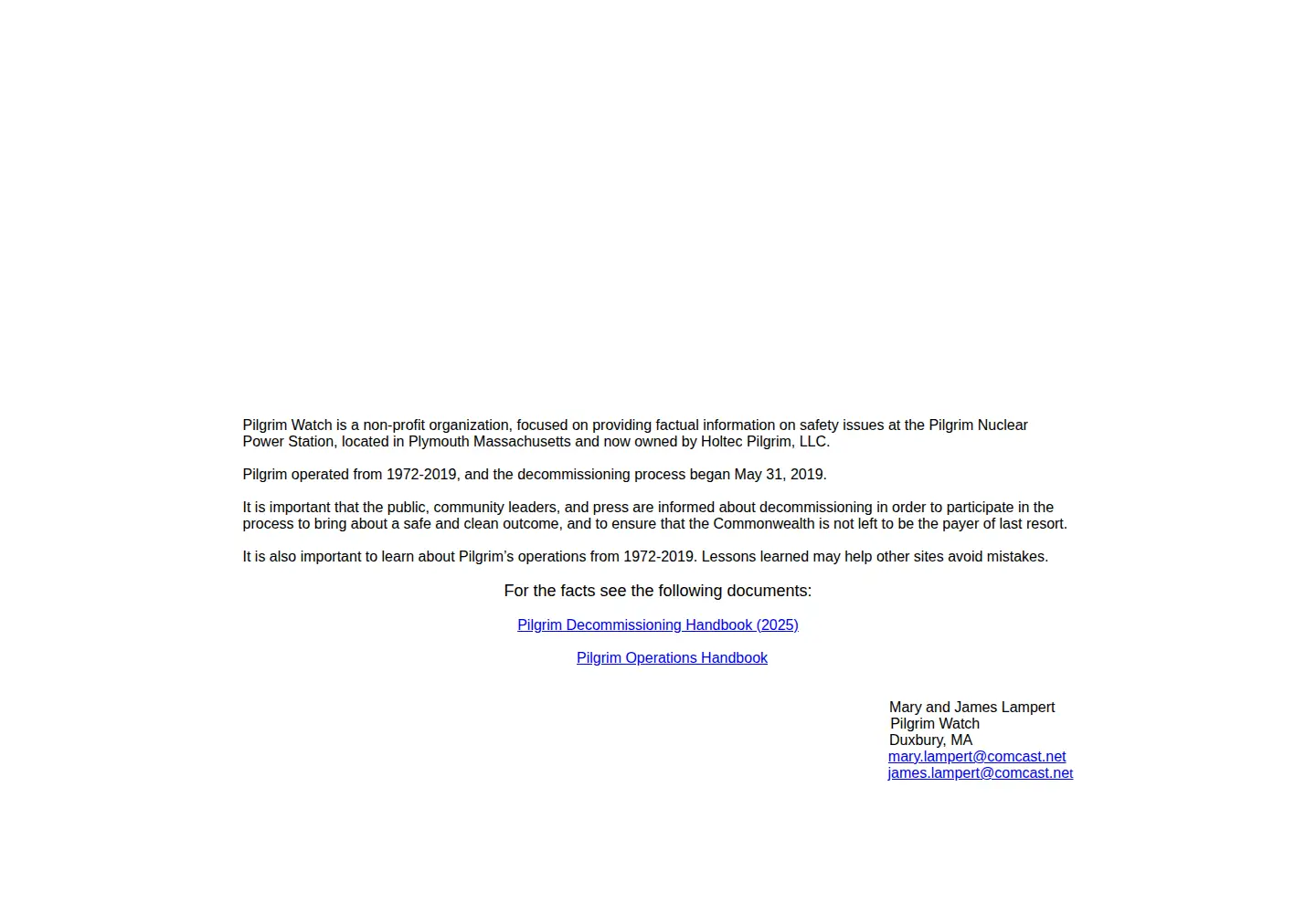 Screenshot of pilgrimwatch.org