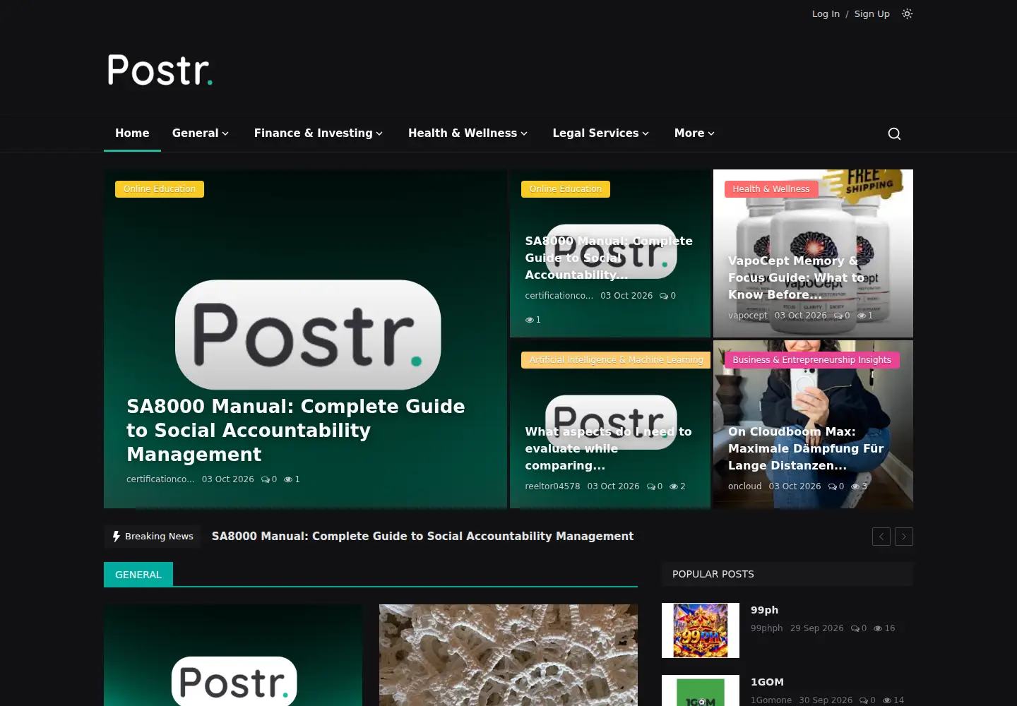 Screenshot of postr.blog