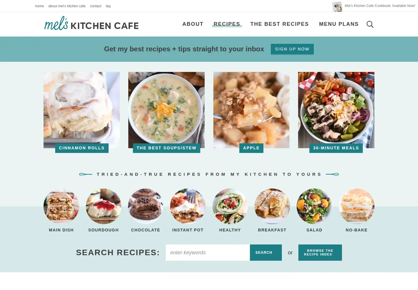 Screenshot of melskitchencafe.com