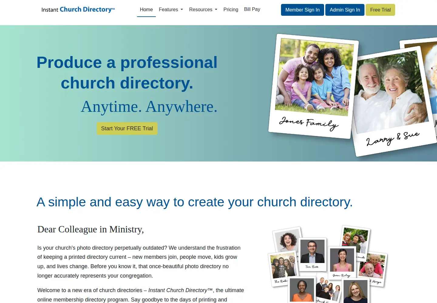Screenshot of instantchurchdirectory.com