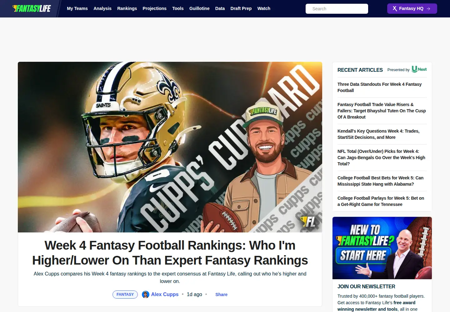 Screenshot of fantasylife.com
