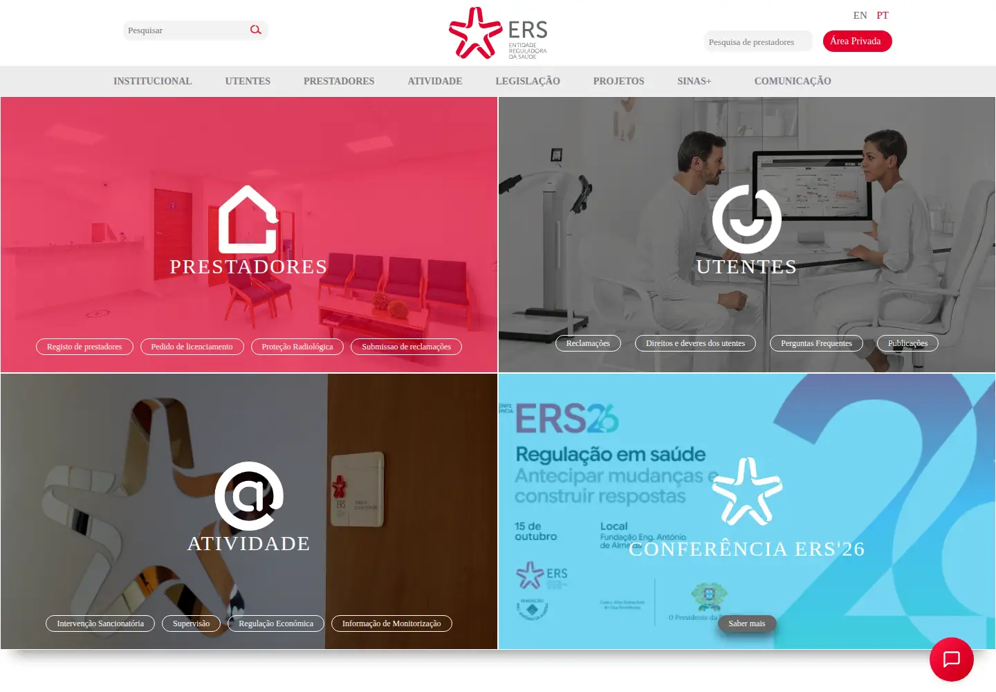 Captured homepage of ers.pt in the current scan