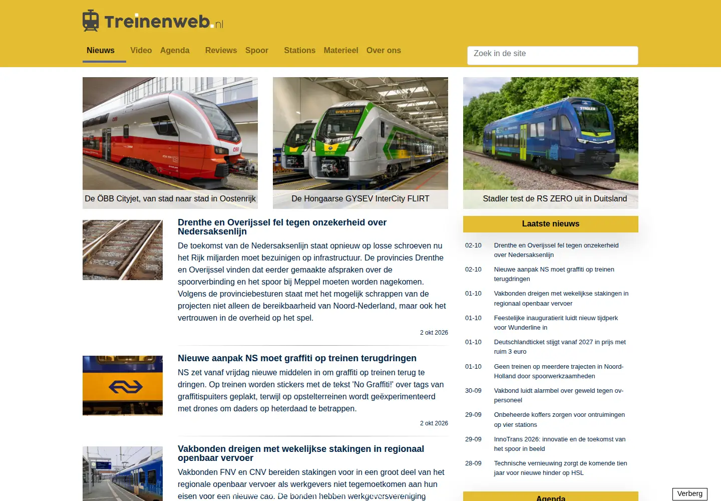 Screenshot of treinenweb.nl
