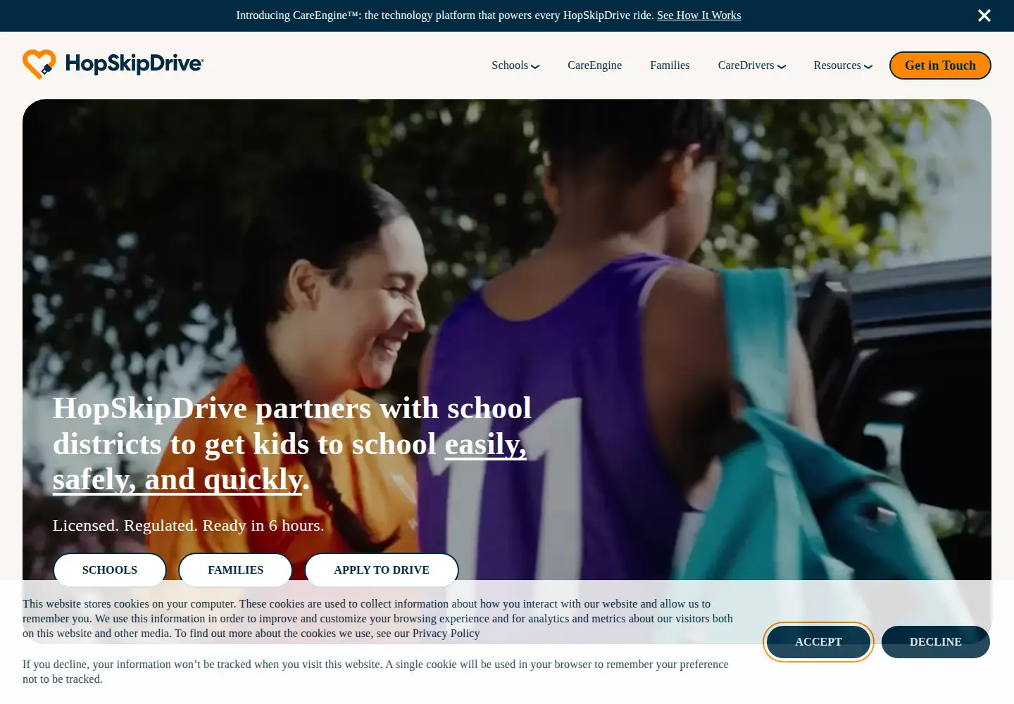 Screenshot of hopskipdrive.com