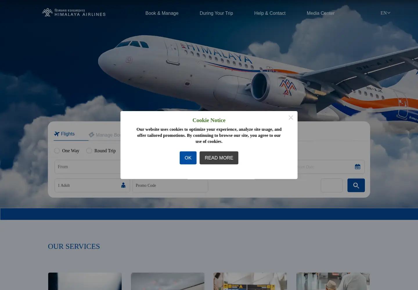 Screenshot of himalaya-airlines.com