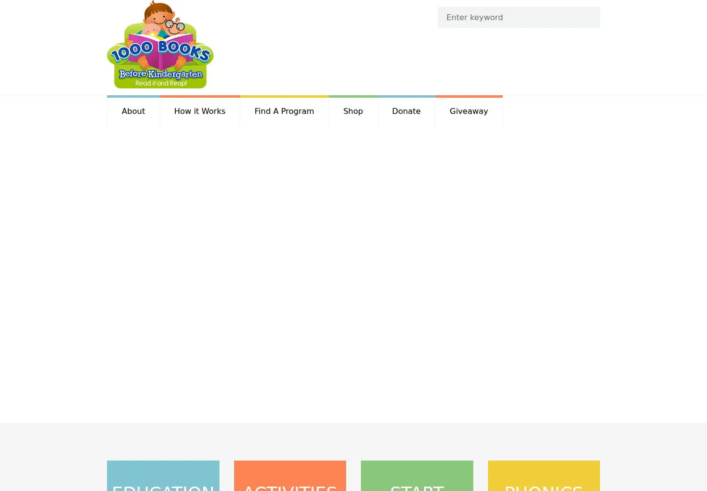 Screenshot of 1000booksbeforekindergarten.org