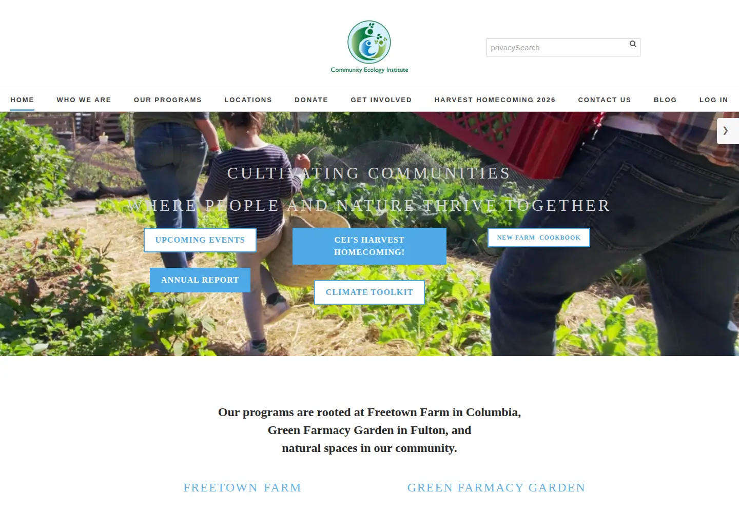 Screenshot of communityecologyinstitute.org