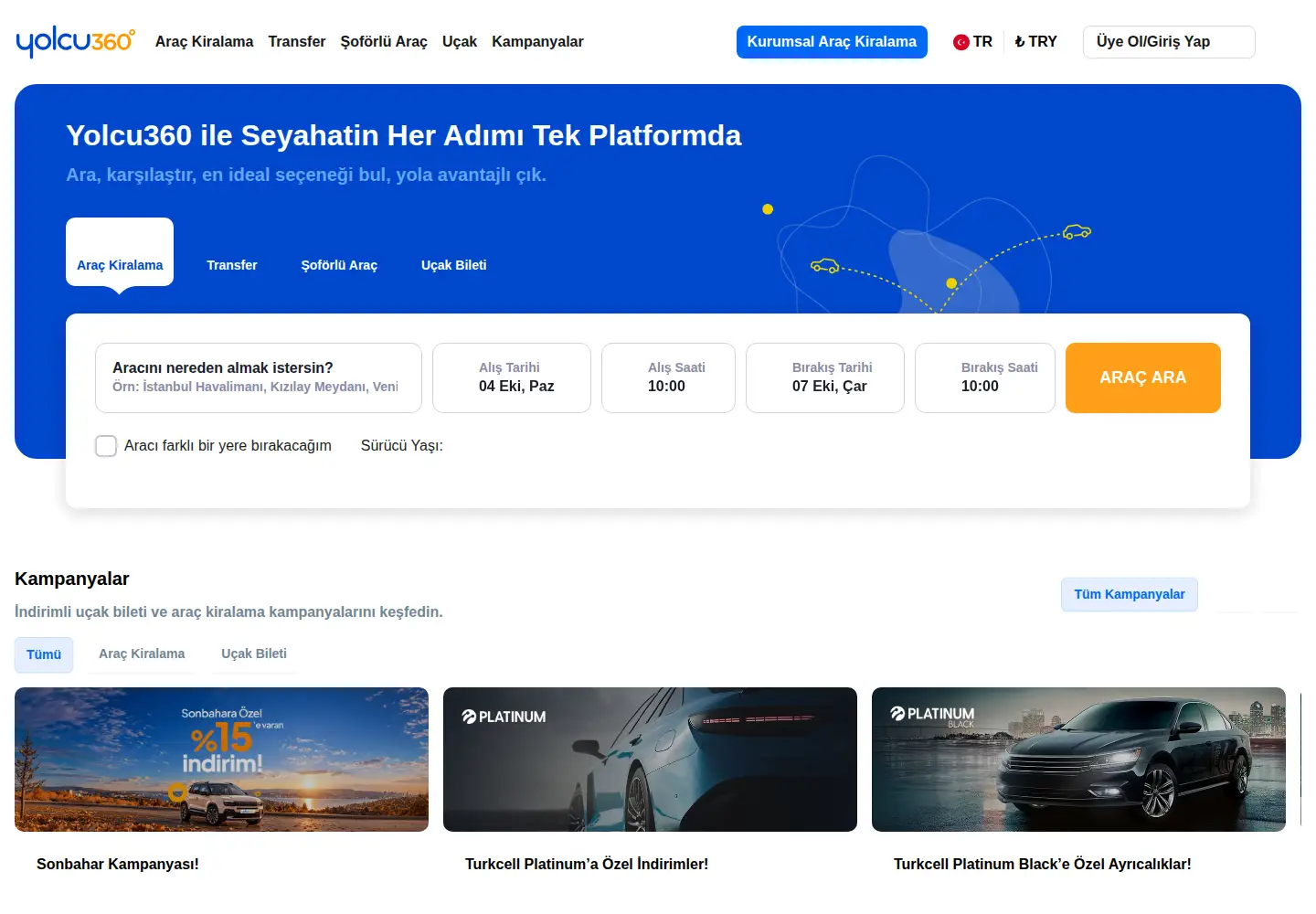 Screenshot of yolcu360.com