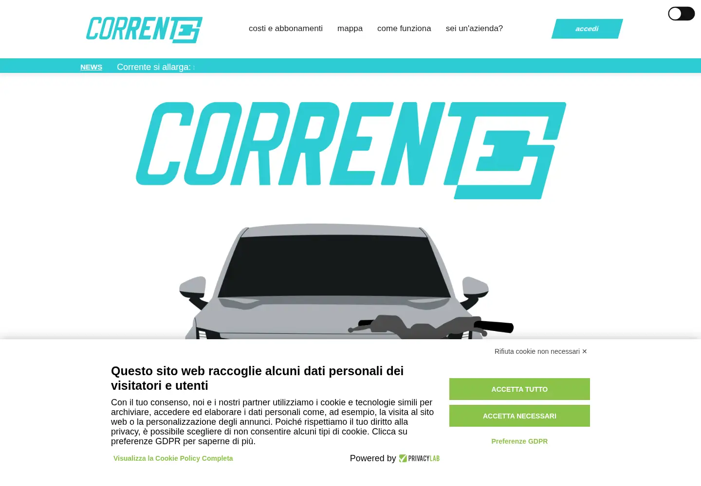 Captured homepage of corrente.app in the current scan