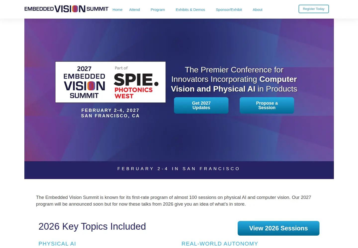 Screenshot of embeddedvisionsummit.com