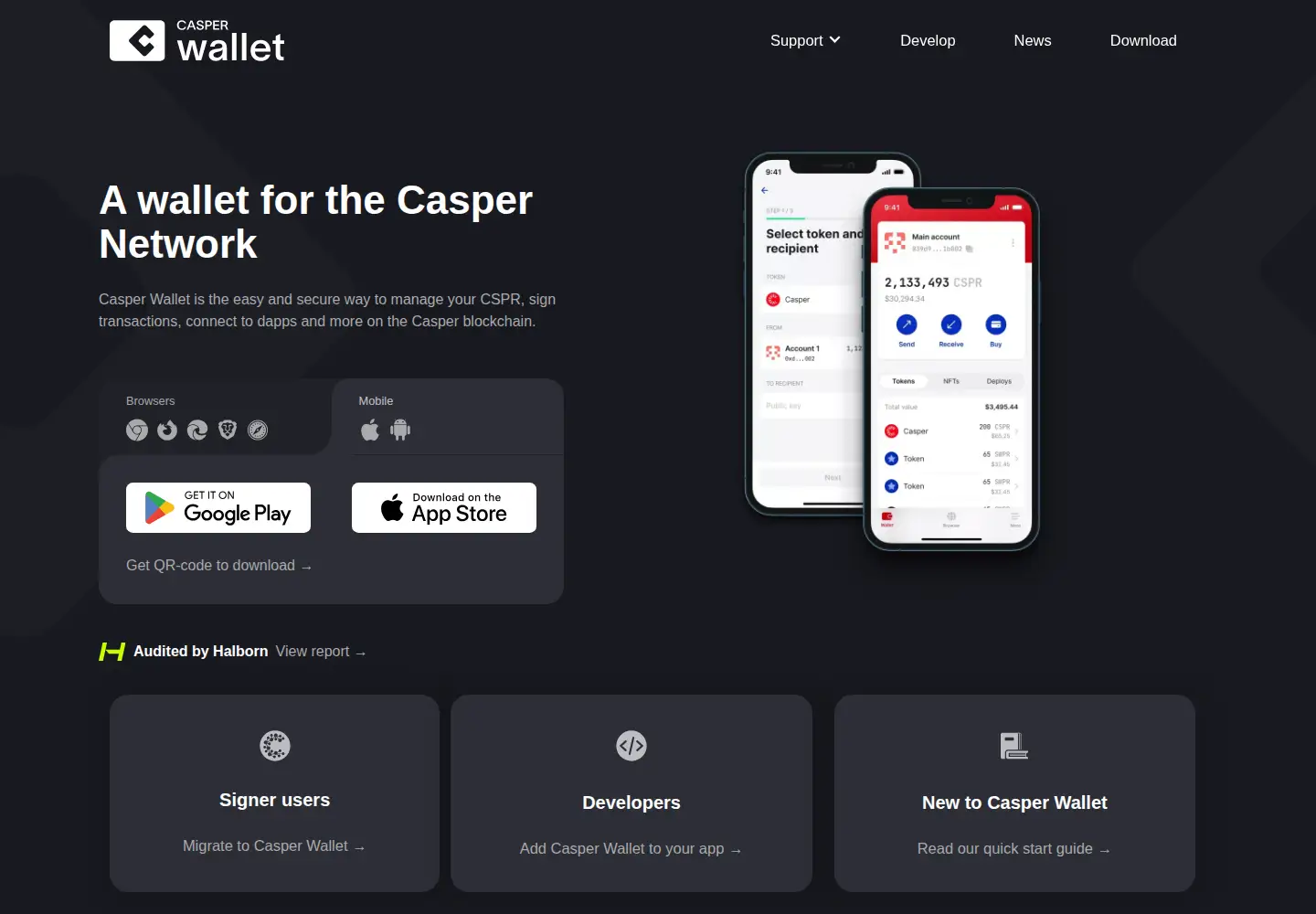 Screenshot of casperwallet.io